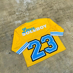 2025 rétro maillot de Football américain personnalisé sérigraphie Logo maille Streetwear recadrée Boxy vêtements avec fonction respirante - Product Image 4