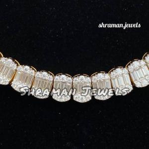 Wholesale 925 Silver Iced Out Tennis Chain 22 Inch VVS DEF Baguette <b>Moissanite</b> Diamond <b>Necklace</b> for Men Women Hip Hop Jewelry - Product Image 2