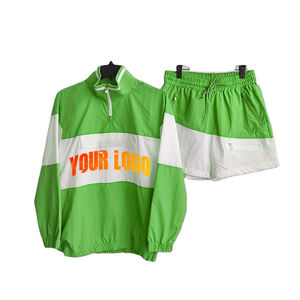 Ensemble survêtement deux pièces pour homme, coupe-vent, veste courte, patchwork, fermeture éclair, nylon, polyester, streetwear, taille plus, imprimé - Product Image 1