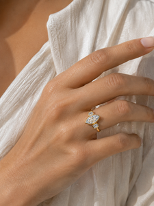 Bague de fiançailles trois pierres en diamant de laboratoire taille marquise, or 14K 18K, pierres latérales émeraude, pour femme, bijoux certifiés IGI - Product Image 3