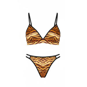 下着 下着セット レディース セクシー タイガービキニとブラックメッシュクロップトップパンティー 高視認性で販売中 - Product Image 2