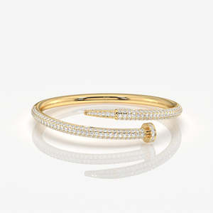 Elegant 18K Gold <b>Bracelet</b> with Simple Round Cut Lab Grown Diamond Diamond <b>Bangles</b> & <b>Bracelets</b> - Product Image 1