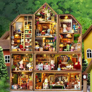 ชุดของเล่นไม้ DIY Maison De Poupe สำหรับเด็ก ชุดเฟอร์นิเจอร์จิ๋วเจ้าหญิง สำหรับเด็กผู้ชายเล่นบทบาทสมมติ พร้อมอุปกรณ์เสริมพลาสติก - Product Image 3