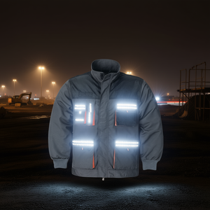 Veste pour homme gris foncé/noir/orange taille 52 avec autocollants et lumières réfléchissants promotionnels - Product Image 3