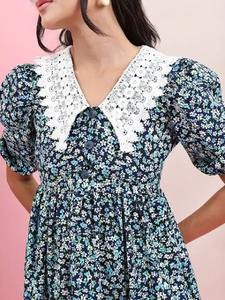 Main indienne bloc floral imprimé coton robe été porter robe décontractée boho robe femmes mode cadeau personnalisé en vente. - Product Image 5