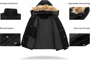 Veste longue matelassée imperméable épaisse pour homme, grande taille, best-seller, col montant, toile noire, design à bulles, style streetwear - Product Image 3