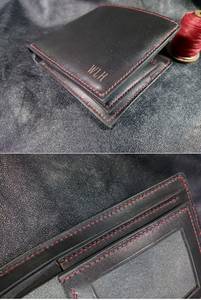 Cartera plegable de cuero genuino hecha a mano con bloqueo RFID, tarjetero de cierre abierto plegable, para hombre - Product Image 3