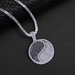Hip Hop moissanite diamant tennis chaîne pleine strass grand traditionnel Yang pendentif collier bijoux - Product Image 6