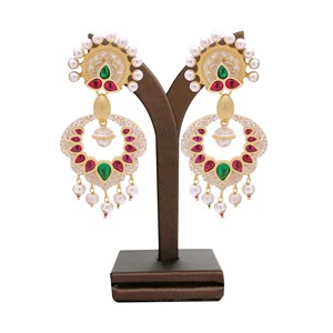 Elegant AD <b>Gold</b> Plated Earrings, <b>Costume</b> Jewelry Manufacturer, Antique Imitation Jewelry Export Custom Fashion Jewelry Supplier - Product Image 1