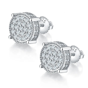 Round Brilliant Cut Diamond <b>Stud</b> VVS Moissanite Diamond <b>Stud</b> <b>Earrings</b> IGI Certified 14K Gold Diamond Hip Hop Style for Women - Product Image 3
