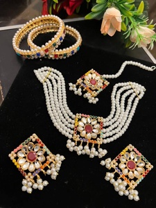 Wholesale Bridal Jewelry Designs Gold Plated CZ Zircon Choker Necklaces <b>Set</b> for Women Choker - Product Image 2