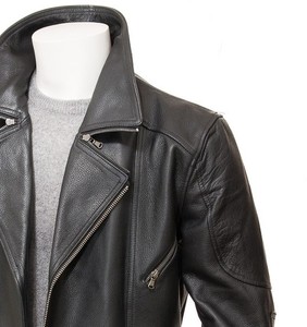 Abrigo largo de cuero de vaca genuino 100% de alta calidad Casual para hombres bolsillos con cremallera con viscos transpirables forro de satén de talla grande - Product Image 4