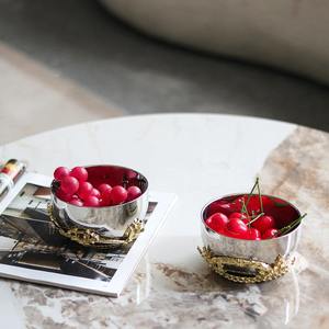 Bol à fruits de luxe unique et antique d'Inde pour les événements de mariage Bol à fruits élégant en métal de forme ronde de luxe moderne - Product Image 6