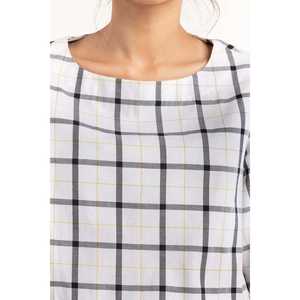 Camisa Informal de Popelina Blanca y Negra con Elementos de Moda Sencillos-224-217-011 - Product Image 3