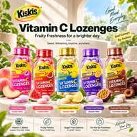 Pastilles de vitamine C KisKis aux saveurs fruitées, rafraîchissantes pour l'haleine, bonbons durs en bouteille