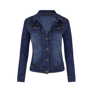 แจ็กเก็ตยีนส์แฟชั่นลำลองสำหรับผู้หญิงแจ็กเก็ตผ้ายีนส์ทรงหลวมสีตัดกันดีไซน์ใหม่ - Product Image 2