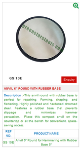 <b>ANVIL</b> 6 INCH ROUND WITH RUBBER BASE GS10E-<b>Anvil</b> & Stakes-Hand Tools - Product Image 2