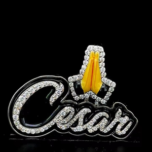 Collier pendentif lettre en diamant VVS D en argent sterling 925 pour hommes et femmes, plaqué or, style glacé hip hop pour les fêtes - Product Image 1