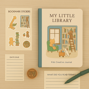 LABON My Little Library Kids Creative Journal con acogedora escena de lectura de animales para dibujar, escribir y seguir libros - Product Image 5