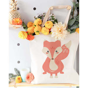 Fox Cotton Canvas Tote <b>Bag</b> Eco-Friendly Fabric Diverse Letter Cartoon Screen Heat Transfer <b>Long</b> Medium for Daily Use Advertising - Product Image 3
