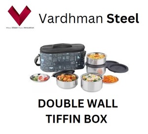 Boîte à lunch isotherme en acier inoxydable à double paroi, double isolation, double fraîcheur, boîte à lunch en acier inoxydable 4 compartiments - Product Image 5