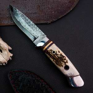 มีดล่าสัตว์ด้ามไม้โรสวูด แบบตะขอ ขนาดสั่งทำพิเศษ ทำด้วยมือ ใบมีดดามัสกัส แบบใบมีดตายตัว สำหรับกิจกรรมกลางแจ้ง - Product Image 5