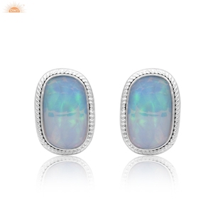Boucles d'oreilles clous tendance en opale aurore ciel, pierre précieuse, faites à la main, en argent sterling 925, boucles d'oreilles faites à la main, fabricant de bijoux personnalisés - Product Image 2