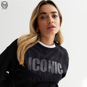 Sudaderas de cuello redondo de algodón 100% para mujer impresas con logotipo frontal al por mayor para invierno en diferentes colores - Product Image 2