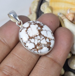 Joyería de piedras preciosas de jaspe Howlite, colgante de piedras preciosas de Plata de Ley 925, colgante ovalado, colgante blanco, joyería hecha a mano, regalo para mujer - Product Image 2