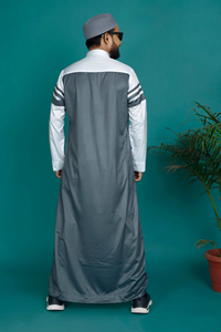 Acheter Stratum Gris Aura Longue Longueur Thobe Homme Dernière Conception Traditionnelle Musulmane Vêtements Accessoire Respirant Polyester - Product Image 5