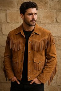 Chaqueta de cuero y gamuza personalizada para hombre, estilo vaquero, para festivales, estilo western. - Product Image 5