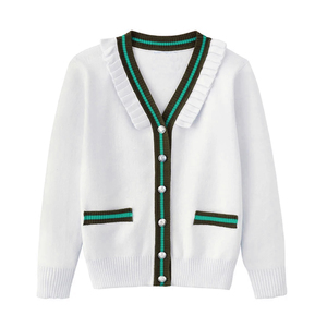 Suéter Cárdigan de Punto Personalizado con Logotipo para Uniforme Escolar de Diseñador para Hombre - Product Image 1
