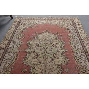 Alfombra clásica de lana rojo Beige 5,6X9,2 pies estilo Kilim área grande alfombras rectangulares turcas respaldo de látex para pasillo 10mm de espesor - Product Image 4