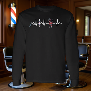 <b>Barber</b> Heartbeat Pole Shirt Long Sleeve T-Shirt Haircut Comb <b>Blade</b> Beard Design - Product Image 3