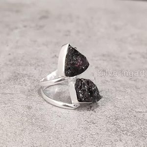 Rough Women's Ring Natural Garnet Gemstone January Birthstone Christmas <b>Valentine</b> <b>Gift</b> Handmade Jewelry 925 Sterling Silver Ring - Product Image 4