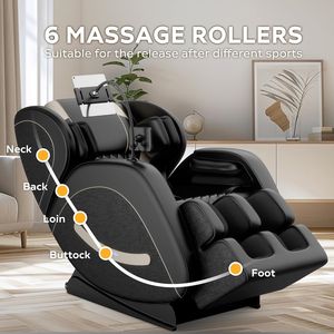 Fauteuil de massage avec fonction de relaxation Shiatsu pour tout le corps, chaleur thérapeutique, rouleau pour les pieds, étirement thaïlandais, haut-parleurs Bluetooth, purification par anions - Product Image 5