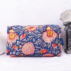 Quilted Cotton Case <b>Set</b> 3 Large Vintage Eco-Friendly Durable Waterproof Washbags Women Reusable Travel Zipper <b>Makeup</b> Storage - Product Image 4