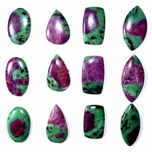 ทับทิมธรรมชาติ100% ใน zoisite Cabochon อัญมณีหลวมรูปร่างผสมขนาดหินควอตซ์สำหรับทำเครื่องประดับ - Product Image 4