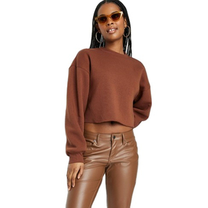 2025 superventas ropa de mujer transpirable Color sólido manga larga personalizado Crop Top sudaderas - Product Image 6