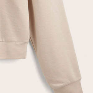 Sweat-shirt femme léger respirant 100% coton col rond toute l'année motif solide Applique Techniques de lavage à l'acide pour l'hiver - Product Image 3