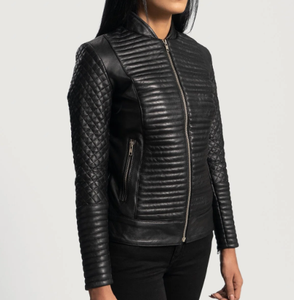 แจ็กเก็ตหนังแฟชั่นสำหรับผู้หญิงเสื้อแจ็กเก็ตหนังแกะสำหรับผู้หญิงทันสมัยดีไซน์ใหม่ตามสั่ง - Product Image 2