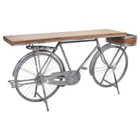 Table Console décorative de vélo en bois de manguier massif naturel de style loft industriel rétro