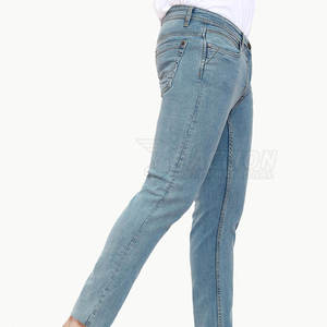 Pantalones vaqueros informales de cintura media para hombre, tela vaquera transpirable de Color sólido de la mejor calidad, logotipo personalizable para uso en exteriores - Product Image 4