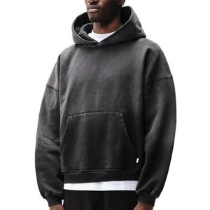 Best Price New Fashion Streetwear Vintage Winter 100% Cotton Acid Wash Embroidered Waterproof Blank Boxy <b>Hoodie</b> for <b>Men</b> - Product Image 2