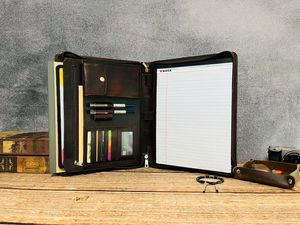 2025 nuevo diseño A4 tamaño cuero carpeta de archivos calculadora multifunción cremallera cartera logotipo personalizado Nueva Bolsa documento LP-0148 - Product Image 5