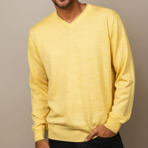 Pulls en laine mérinos superfine 100% pour hommes, col rond, taille plus, personnalisés, vêtements de mode d'hiver en tricot OEM, Bangladesh - Product Image 3