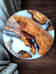 Mesa de Centro Moderna de Resina con Borde Natural de Madera y Acabado Epóxico para Sala de Estar Elegante, Suministro Directo de Fábrica, en Cantidad al por Mayor - Product Image 5