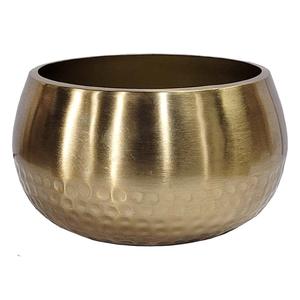 Modern Brass Golden Decorative Serving Bowl with Polished Metallic Design and Textured Base - Product Image 1