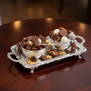 Tazón de Chocolate Martillado con Diseño de Luna y Estrella, con Bandeja Plateada, Diseño de Lujo, Nuevo, Venta al por Mayor, Tazón de Chocolate de Metal - Product Image 5