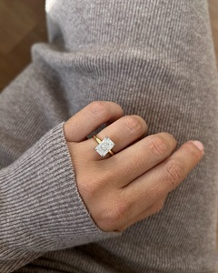 10x12mm Radiant Cut Blanc CZ Solitaire Bague De Fiançailles Or Bande Classique De Mariée De Mariage Anniversaire Femmes Bijoux En Gros - Product Image 5